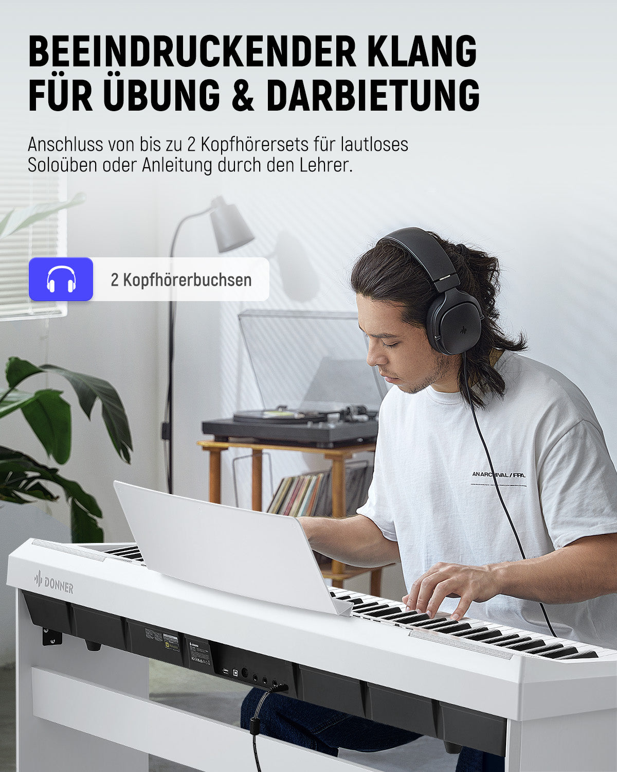 Donner DEP-20 Digital Piano mit Hammermechanik-Weiß##