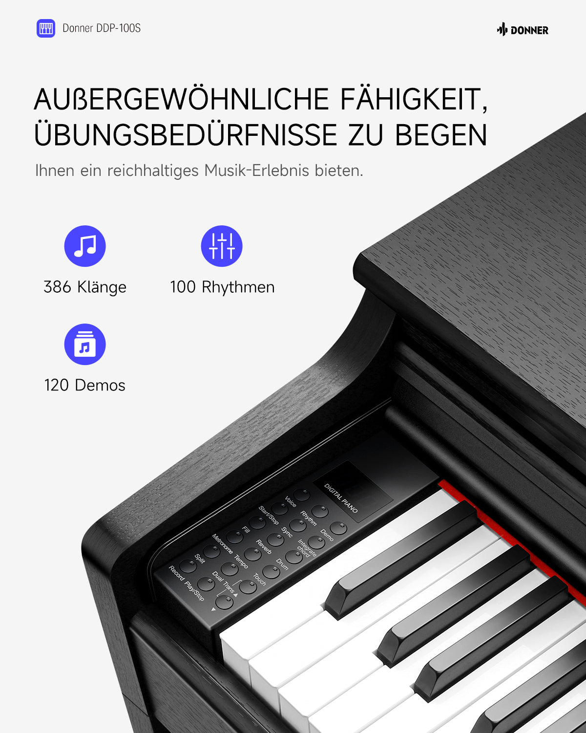 Donner DDP-100S Progressive Hammer-Mechanik Digital Piano