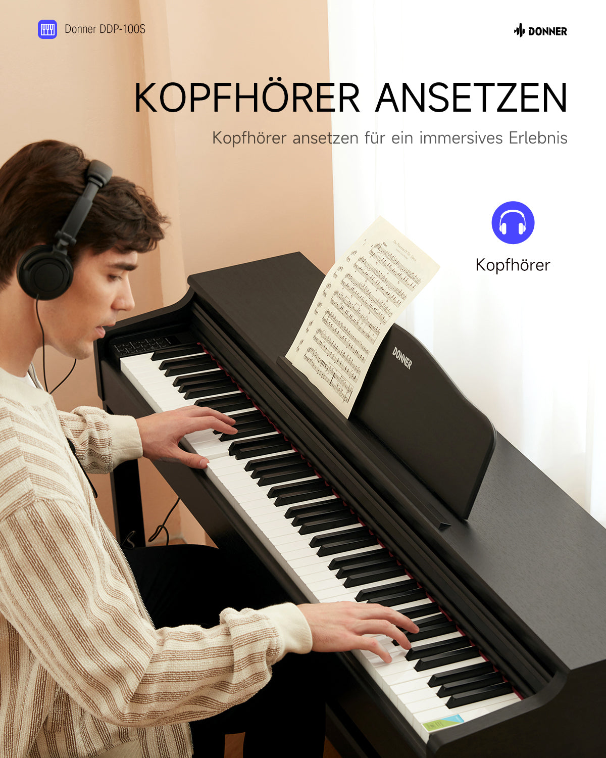 Donner DDP-100S Progressive Hammer-Mechanik Digital Piano