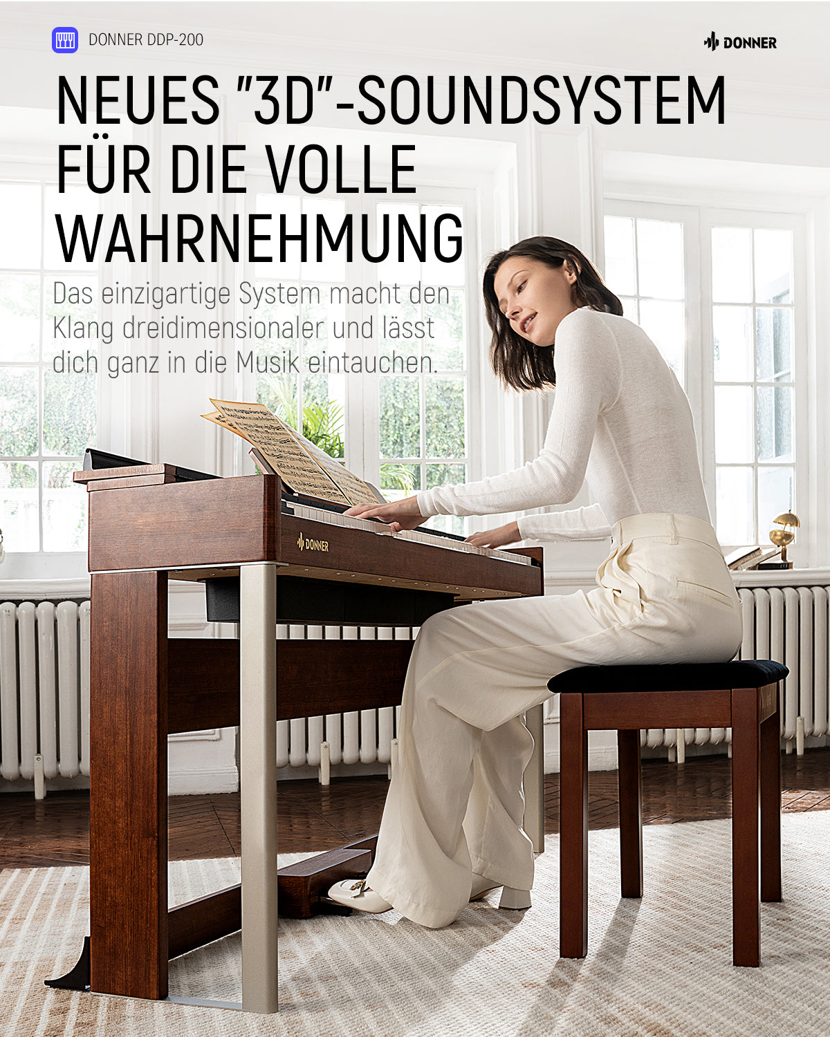 Donner DDP-200 Graded Hammer Action Holz Digital Piano-DDP-200##