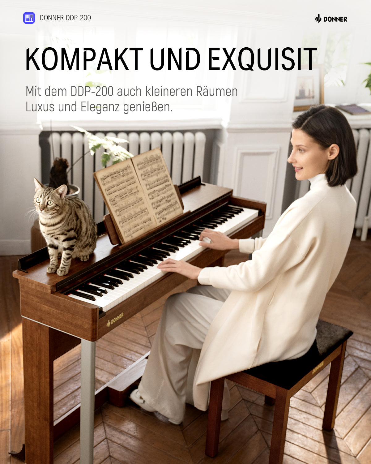 Donner DDP-200 Graded Hammer Action Holz Digital Piano-DDP-200##