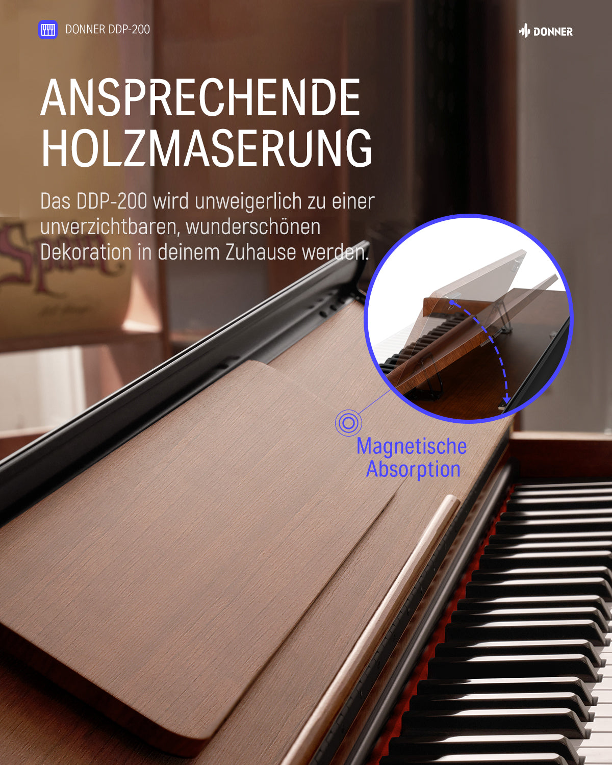 Donner DDP-200 Graded Hammer Action Holz Digital Piano-DDP-200##
