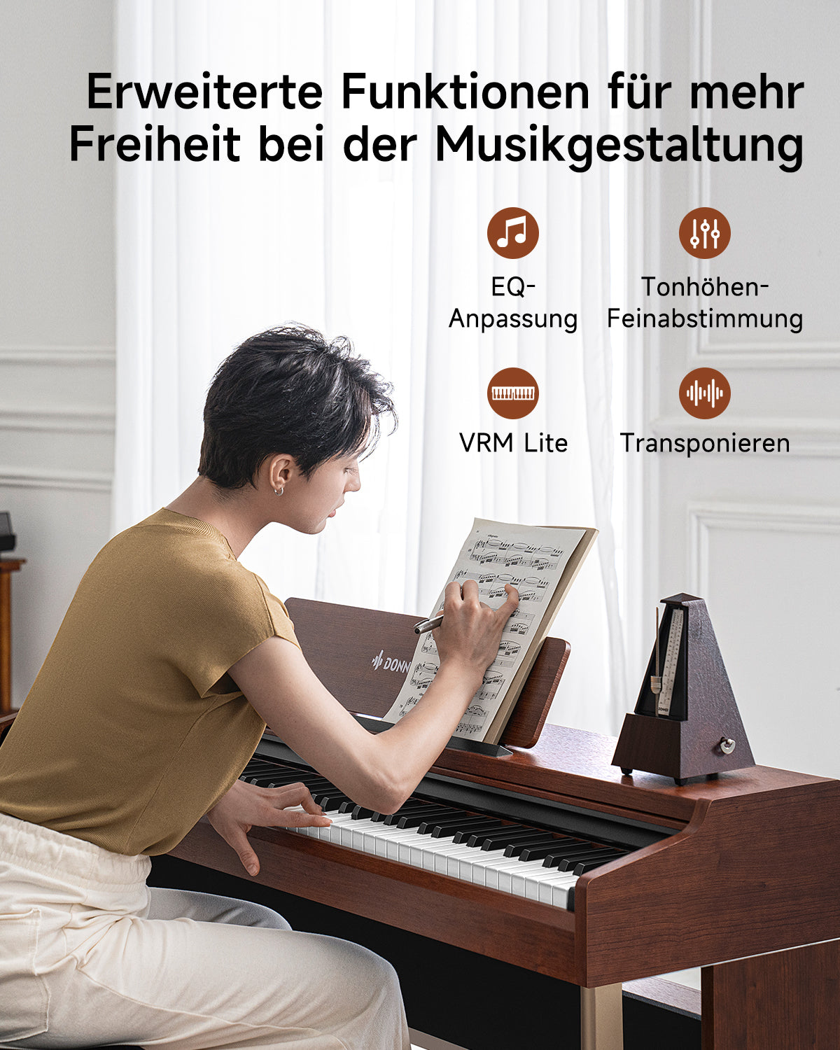 Donner DDP-200 PRO Digital Piano mit Touchscreen-Dunkelbraun##