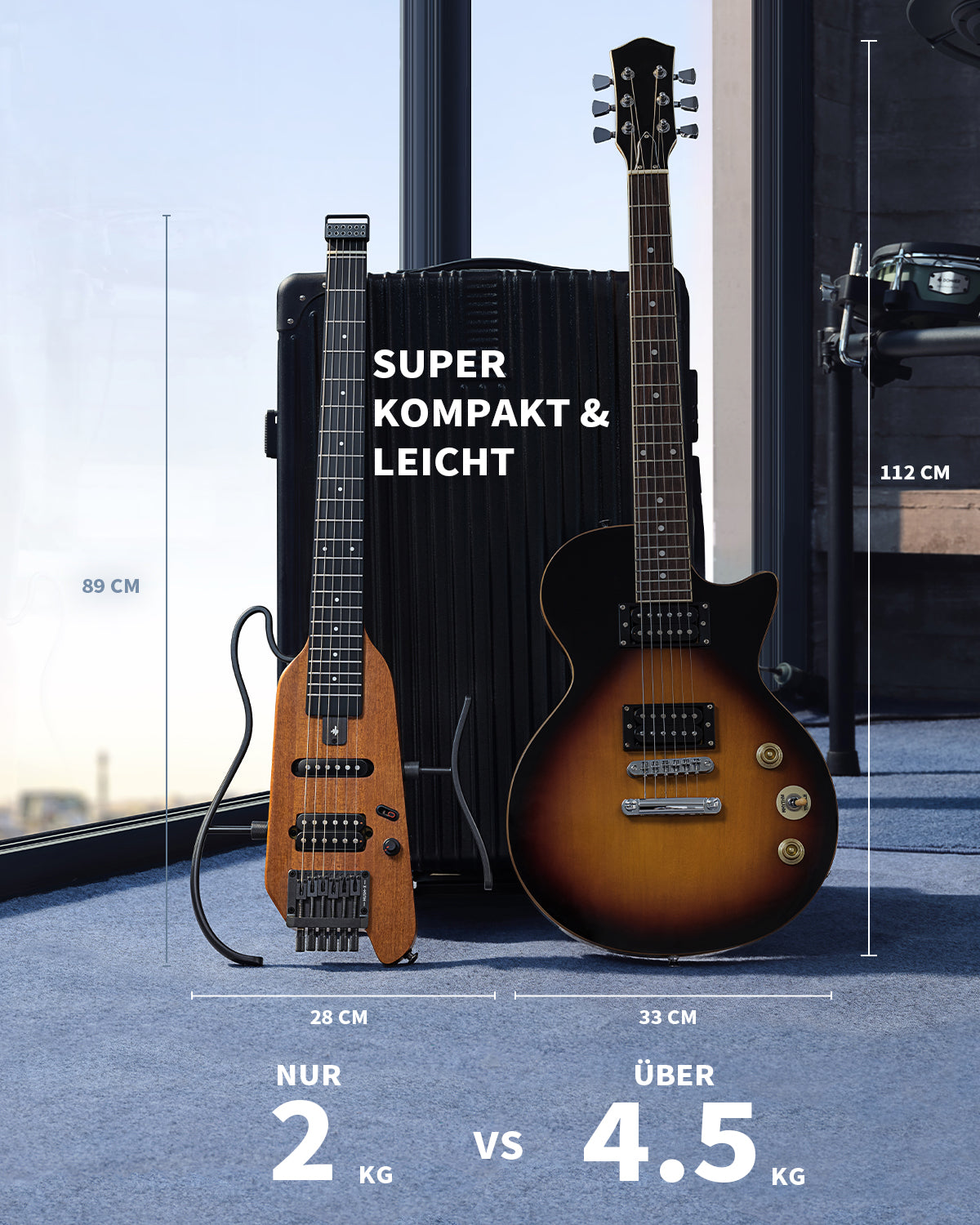 Donner HUSH™ X Kopflose Bauweise E‑Gitarre-Natürlich##