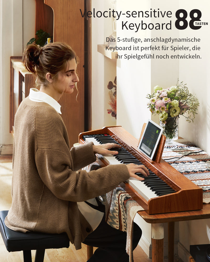 Donner DEP-1S Digitalpiano Halbgewichtete E-Piano Tastatur im Holzstil