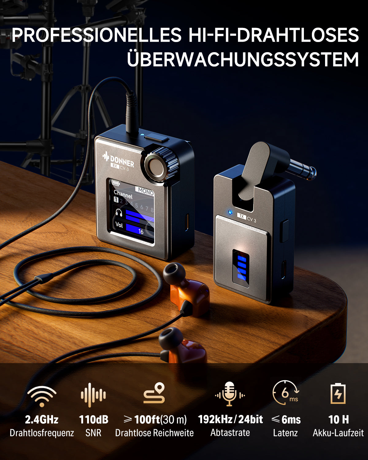 Donner CV-3 Kabelloses In-Ear-Monitor System