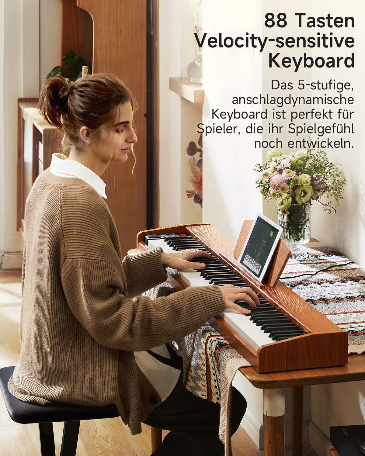 Donner DEP-1S Tastatur im Holzstil Digitalpiano-Naturholzfarbe【Neue Version】##