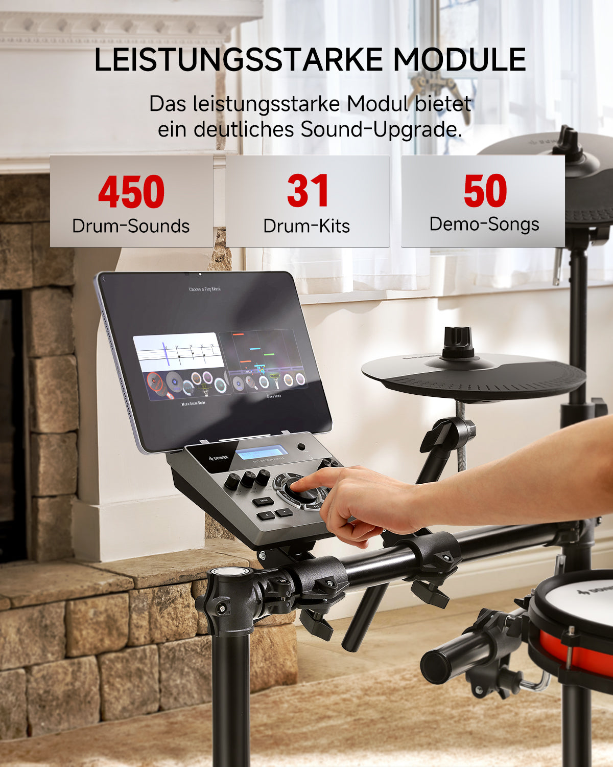 Donner DED-200 Elektronisches Schlagzeug-Neue 5 Trommeln und 4 Becken##