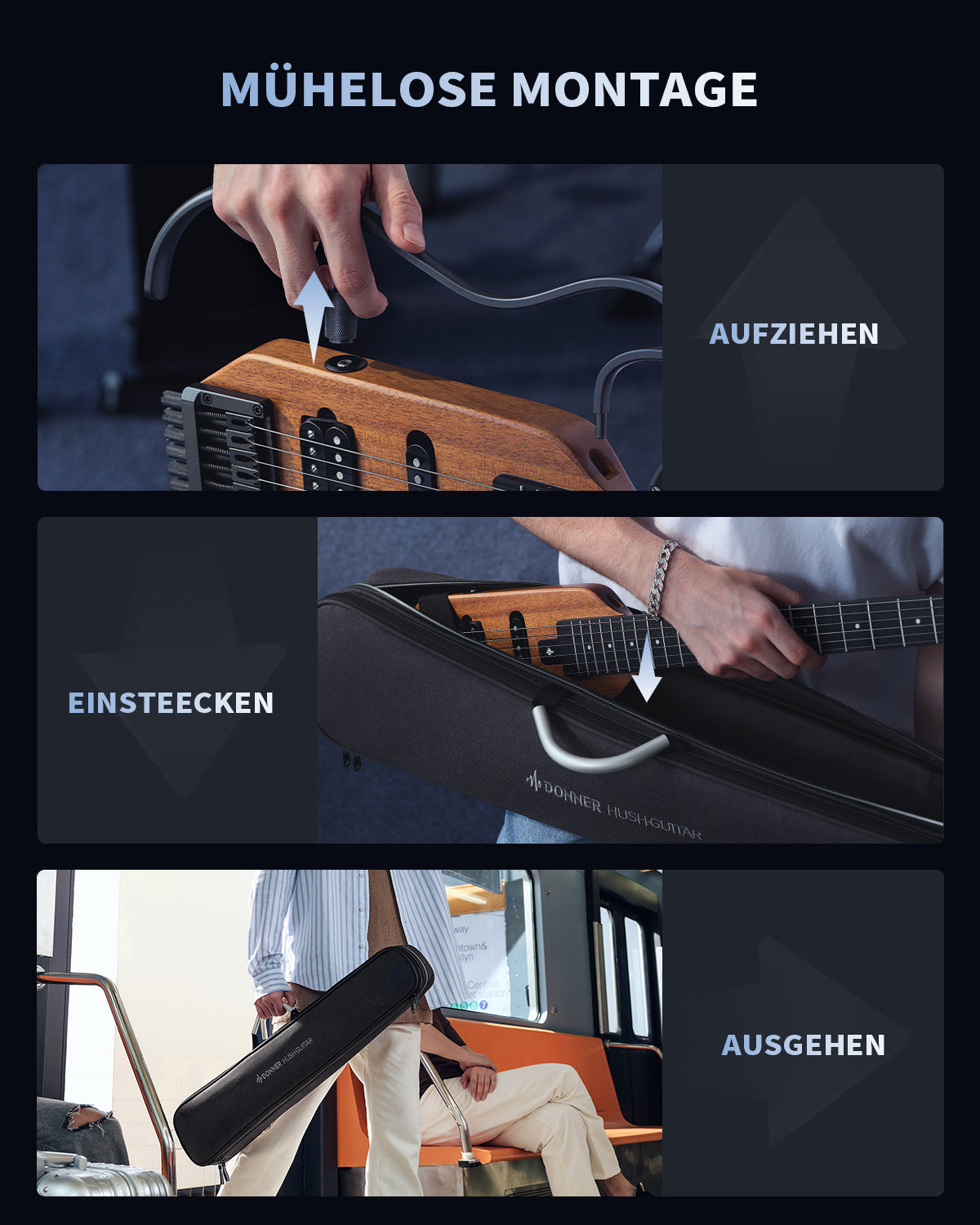 Donner HUSH™ X Kopflose Bauweise E‑Gitarre-Natürlich##