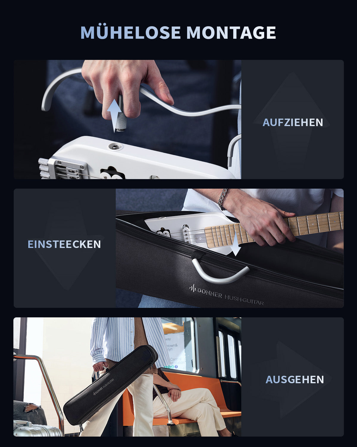 Donner HUSH™ X Kopflose Bauweise E‑Gitarre-Weiß【Offene Kiste】##
