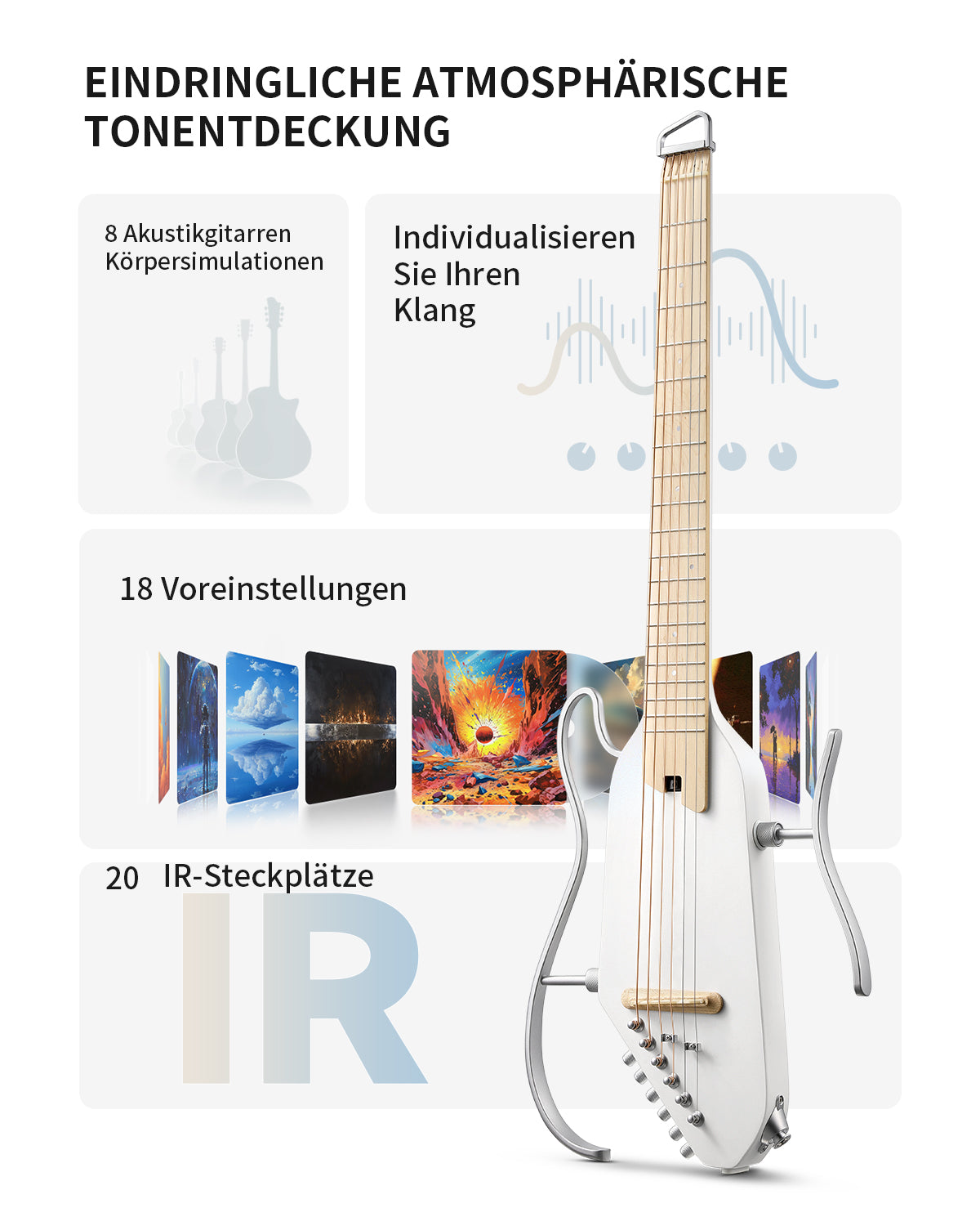 Donner HUSH™ I PRO Reisegitarre-Weiß##