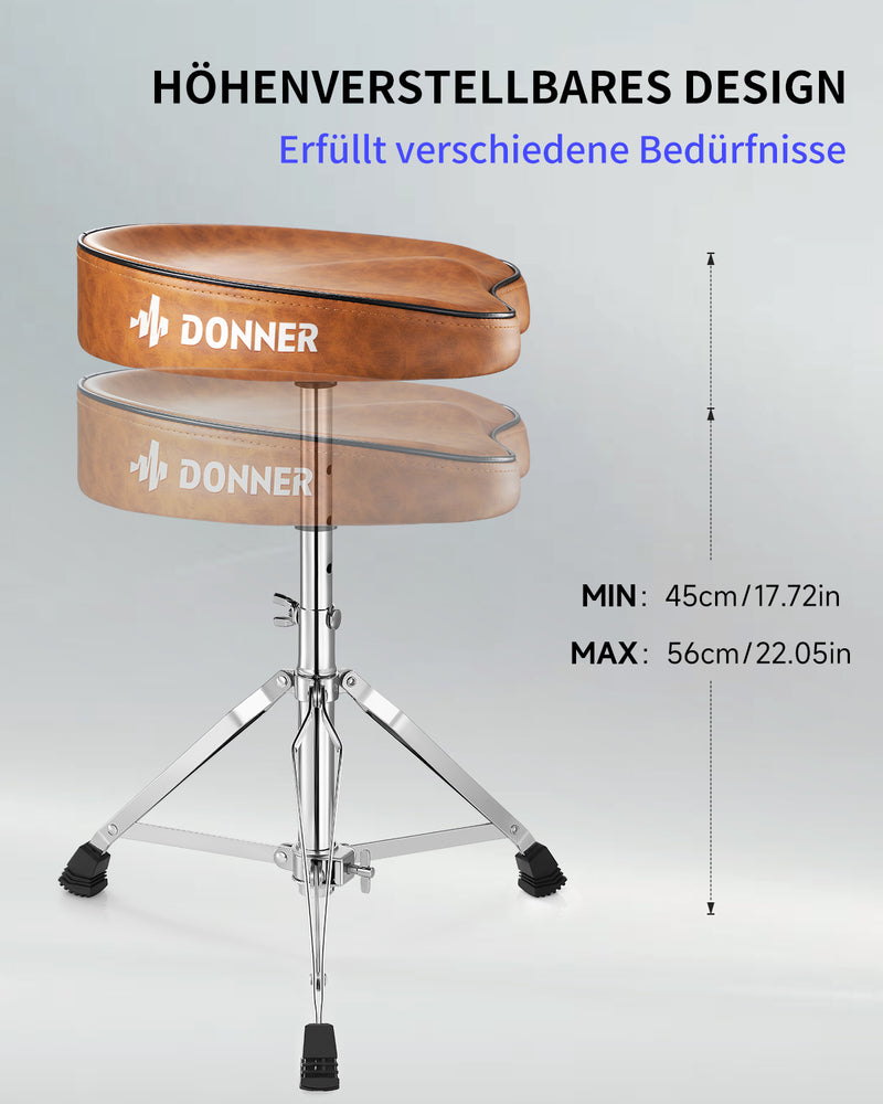 Donner DT-50 Slim Saddle Drum Throne, Brown