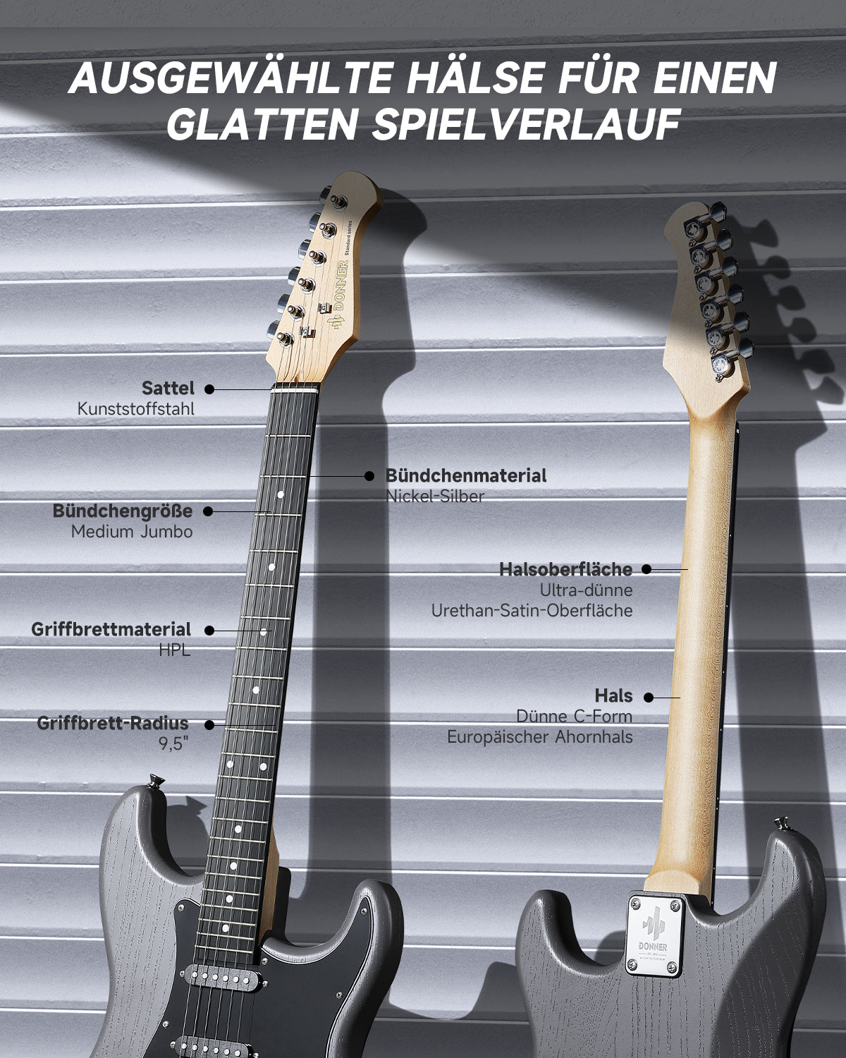 Donner DST-80 39 Zoll mattiertes ST-E-Gitarren-Kit mit Verstärker