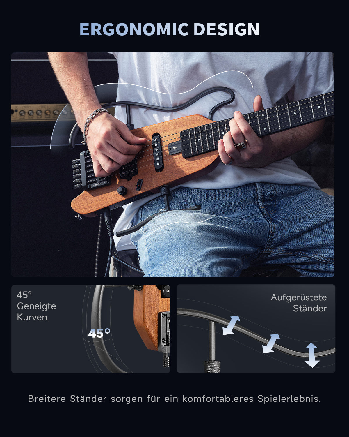 Donner HUSH™ X Kopflose Bauweise E‑Gitarre-Natürlich##