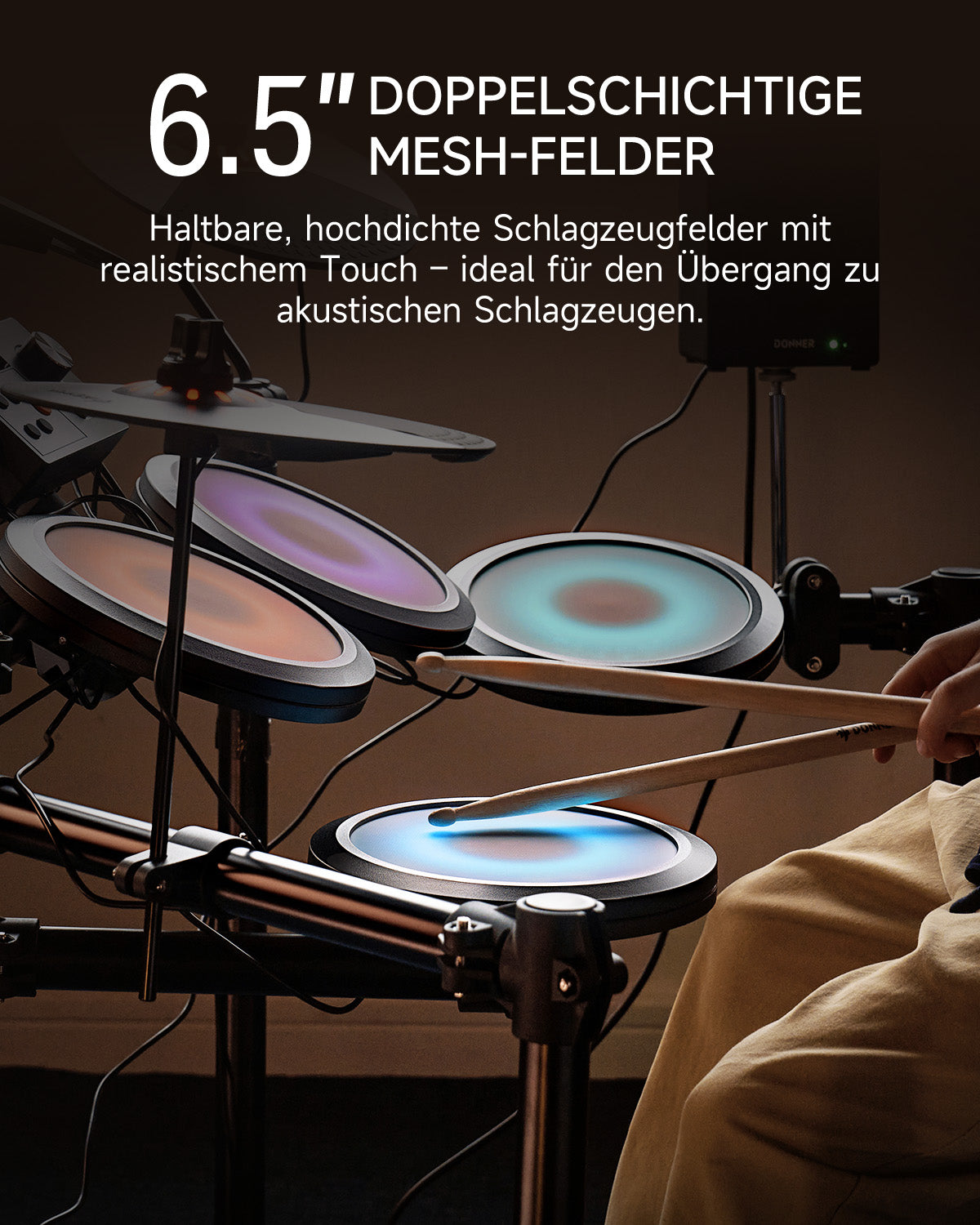 Donner DED-70L Elektronisches Schlagzeug mit LED-Licht