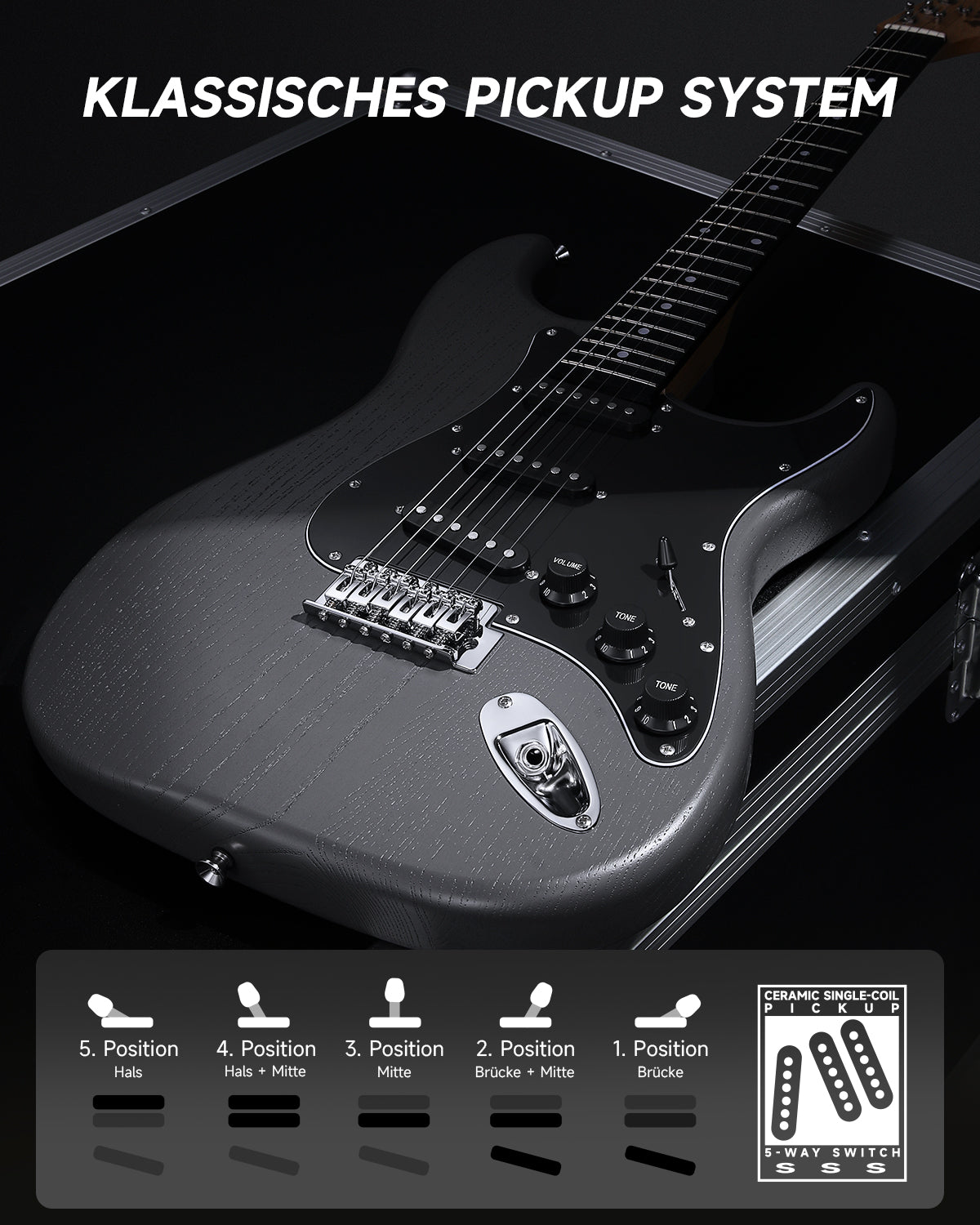Donner DST-80 39 Zoll mattiertes ST-E-Gitarren-Kit mit Verstärker