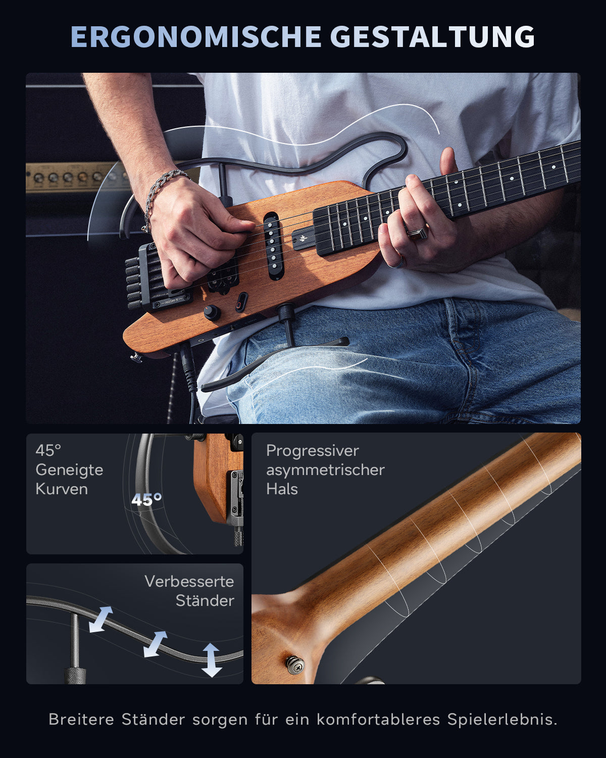 Donner HUSH™ X Kopflose Bauweise E‑Gitarre-Sunburst【Offene Kiste】##