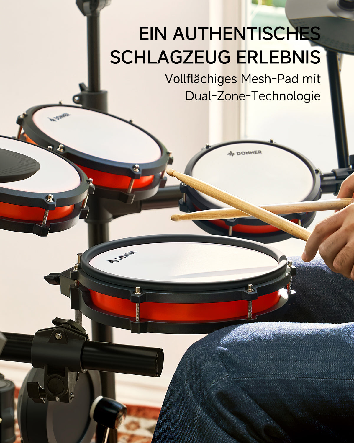 Donner DED-200 Elektronisches Schlagzeug-Neue 5 Trommeln und 4 Becken##
