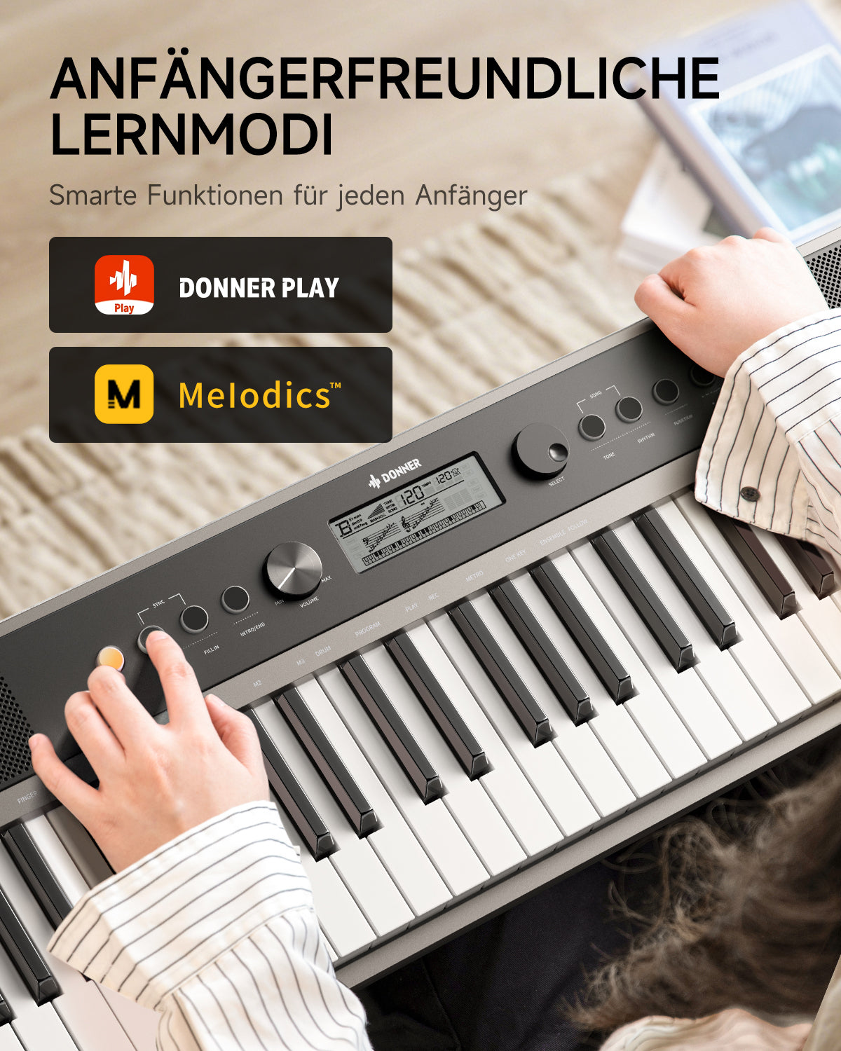 Donner SD-15 Elektronisches Keyboard mit 61 Tasten-Kombination##