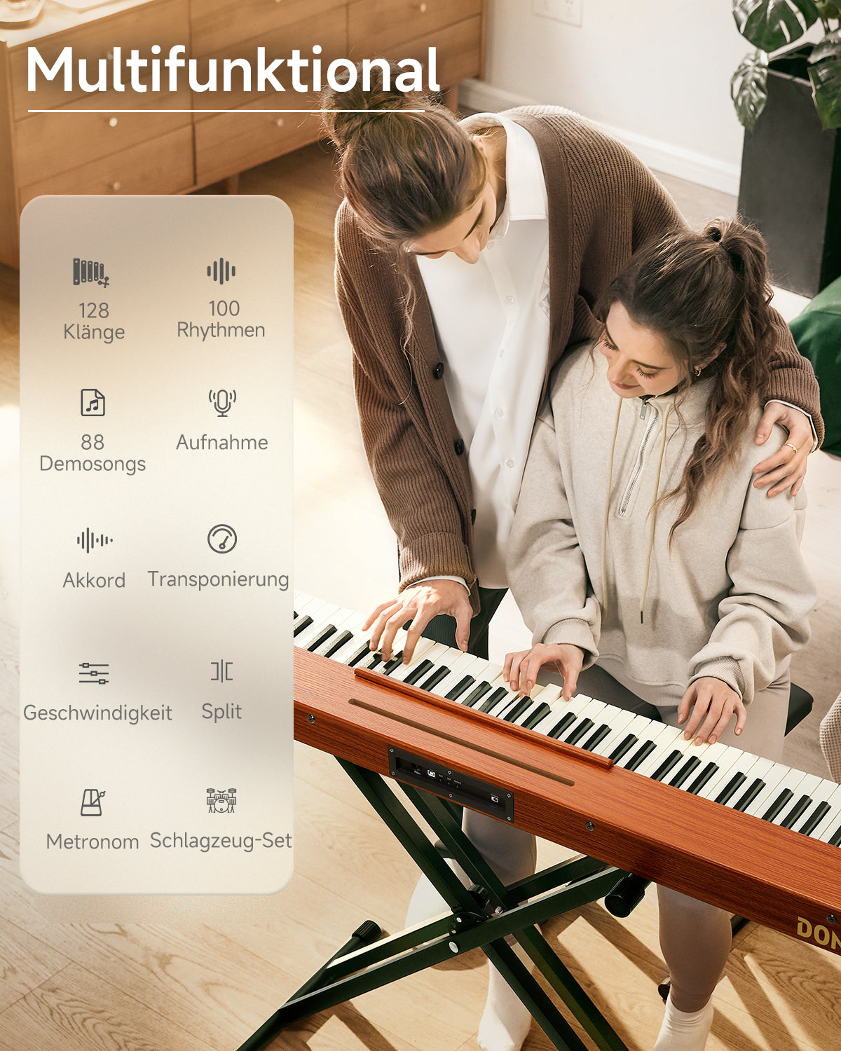 Donner DEP-1S Tastatur im Holzstil Digitalpiano