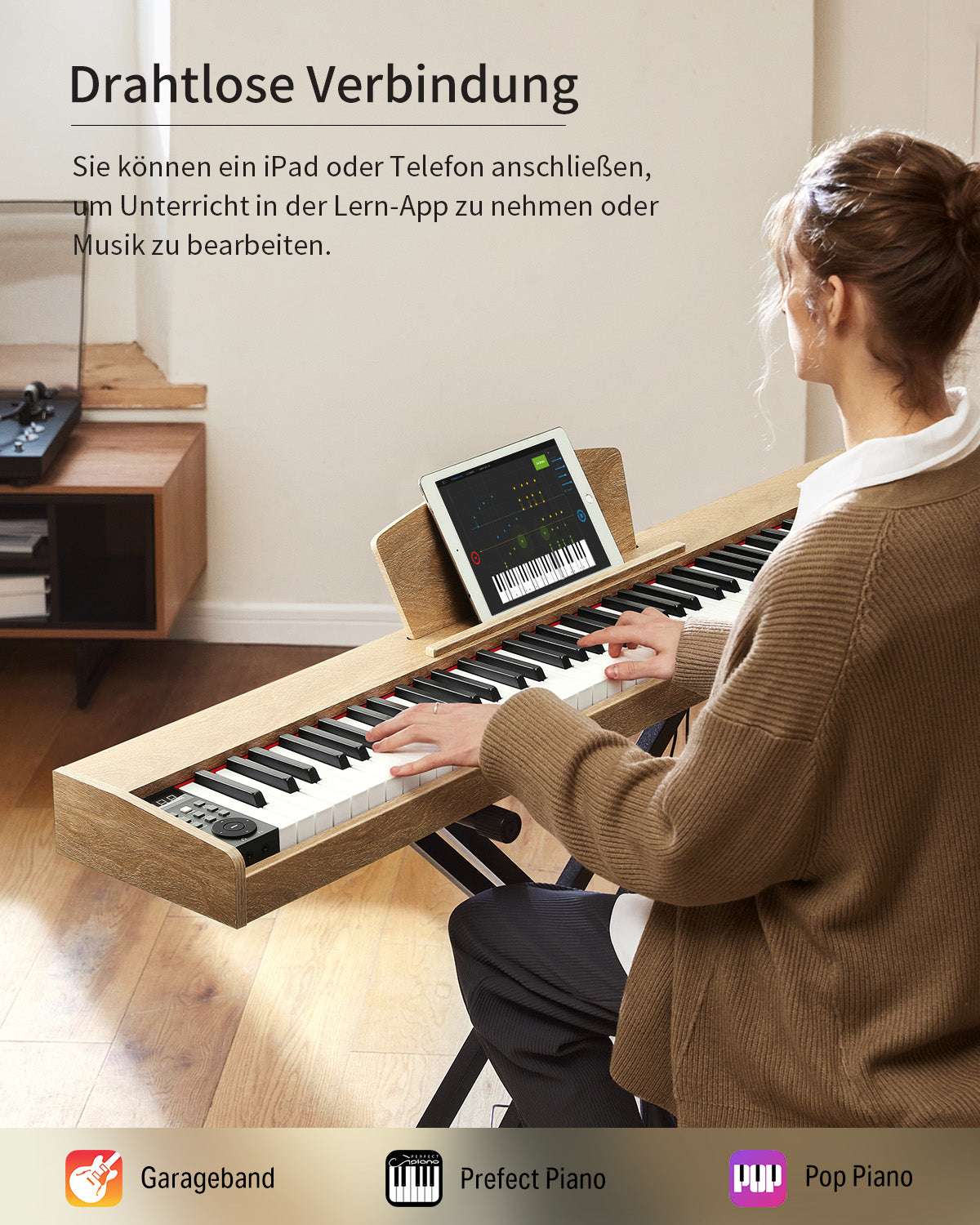 Donner DEP-1S Tastatur im Holzstil Digitalpiano-helle Holzfarbe##