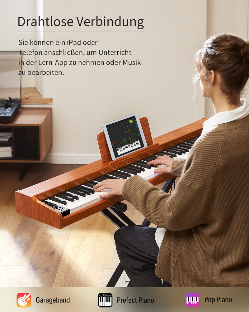 Donner DEP-1S Digitalpiano Halbgewichtete E-Piano Tastatur im Holzstil