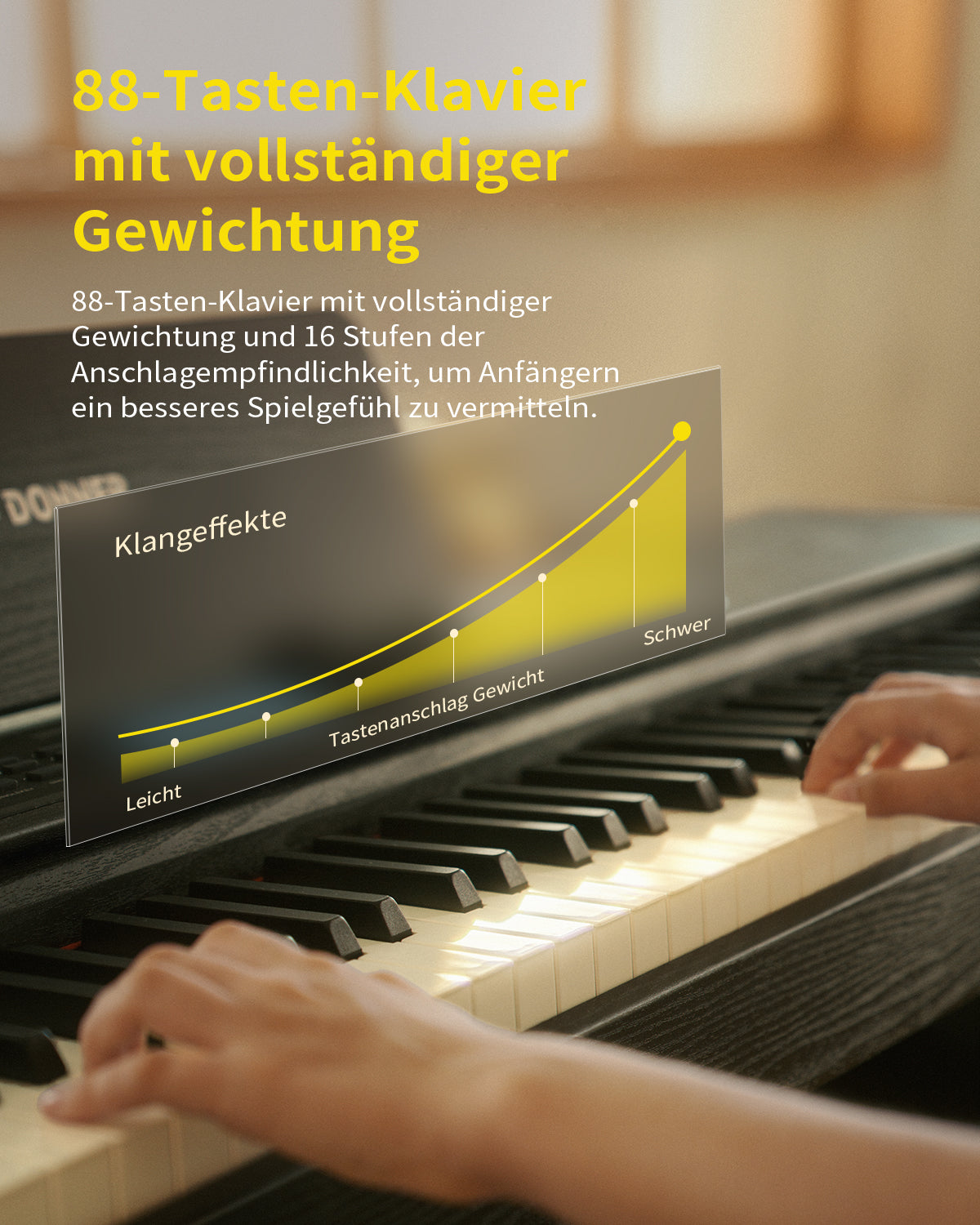 Donner DDP-95 Gewichtete Tastatur Digital Piano-Schwarz##
