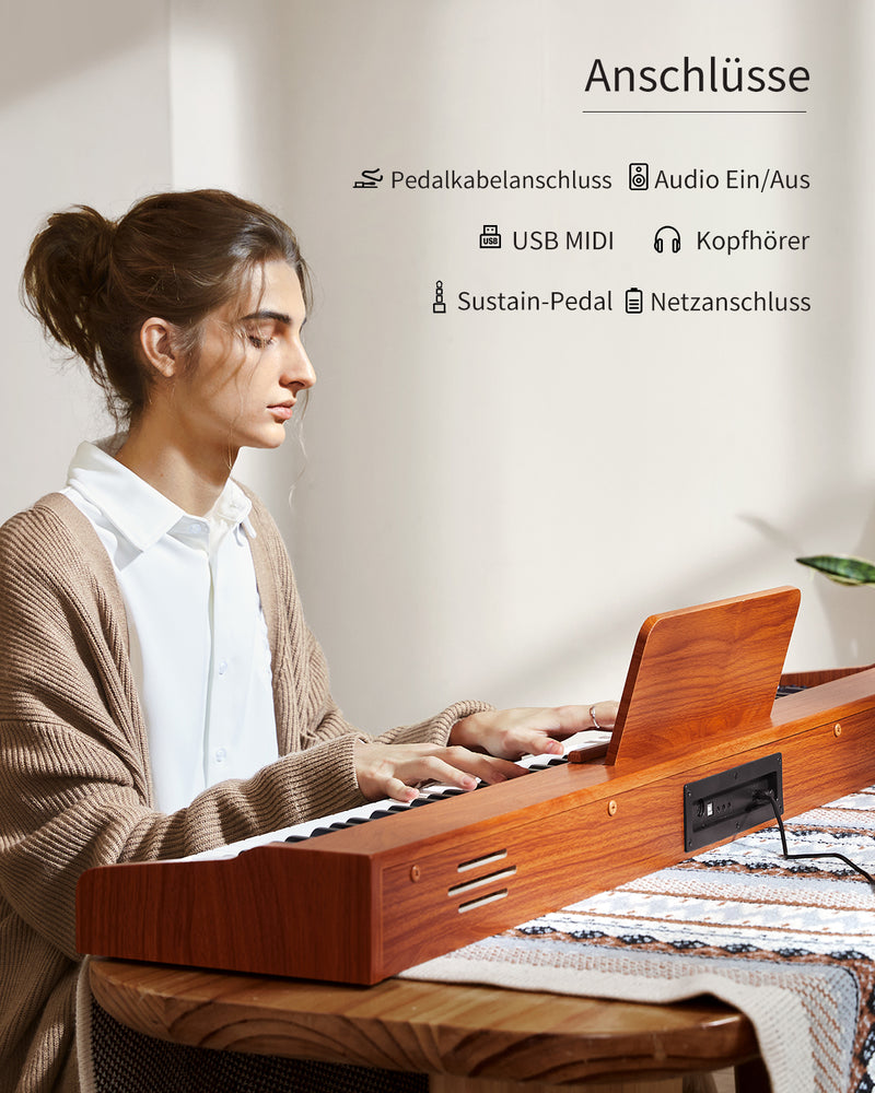 Donner DEP-1S Digitalpiano Halbgewichtete E-Piano Tastatur im Holzstil