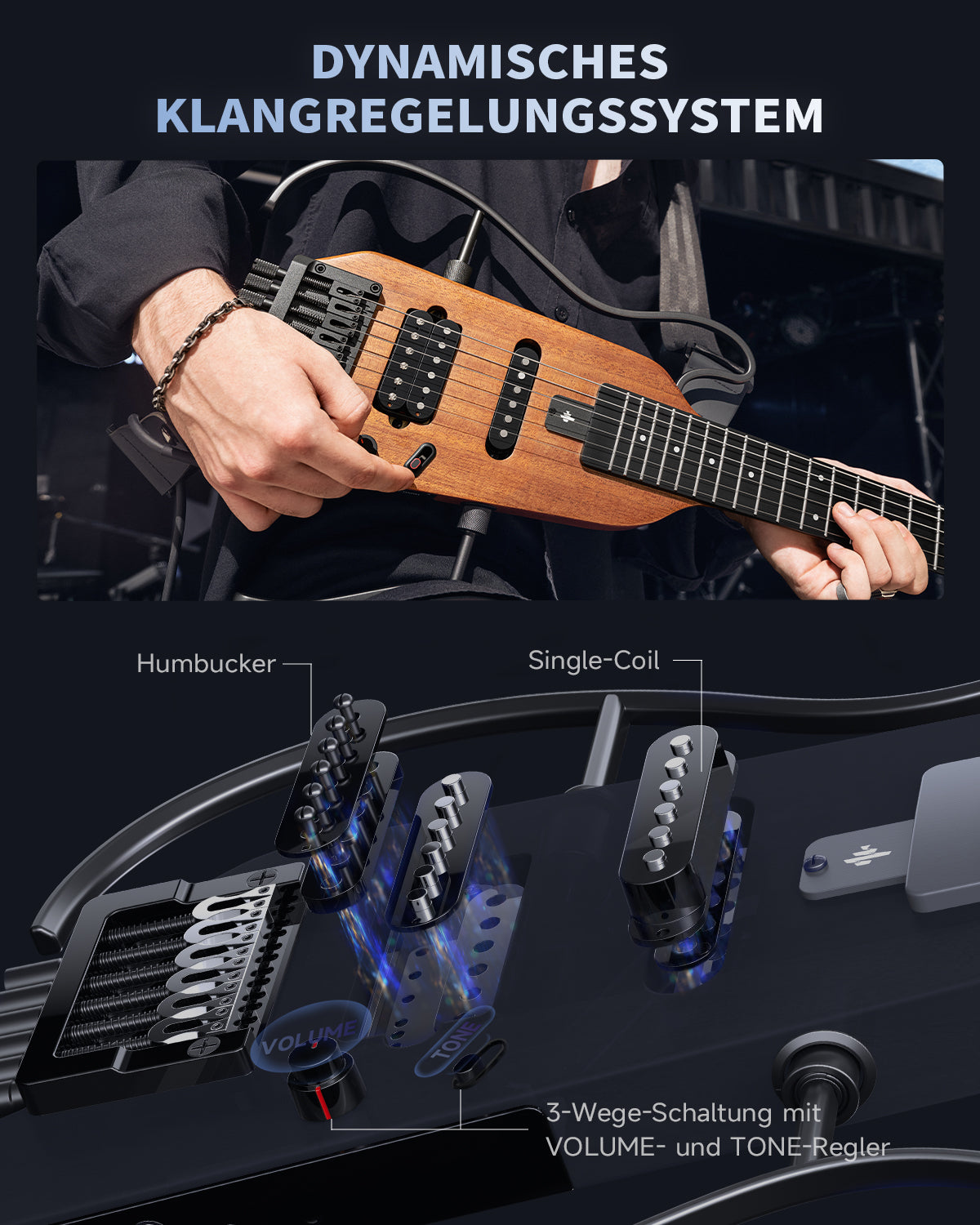 Donner HUSH™ X Kopflose Bauweise E‑Gitarre-Natürlich##