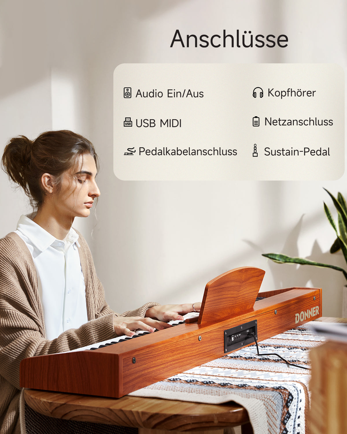 Donner DEP-1S Tastatur im Holzstil Digitalpiano-Naturholzfarbe【Neue Version】##