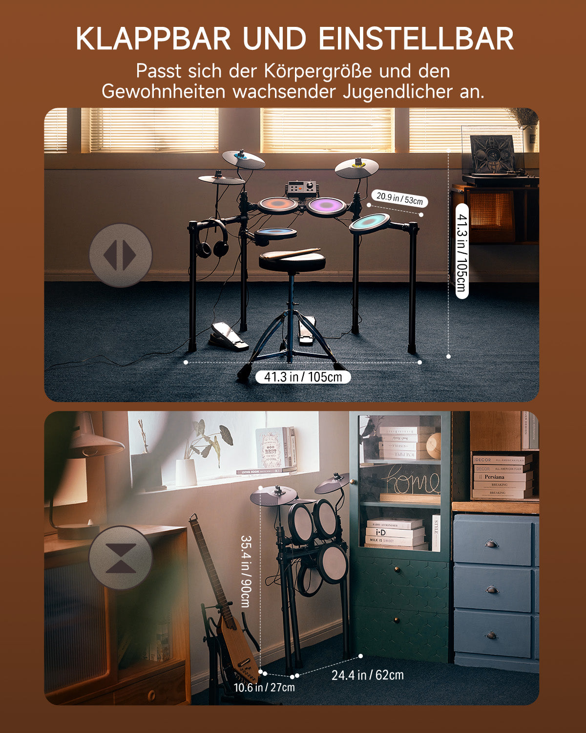 Donner DED-70L Elektronisches Schlagzeug mit LED-Licht