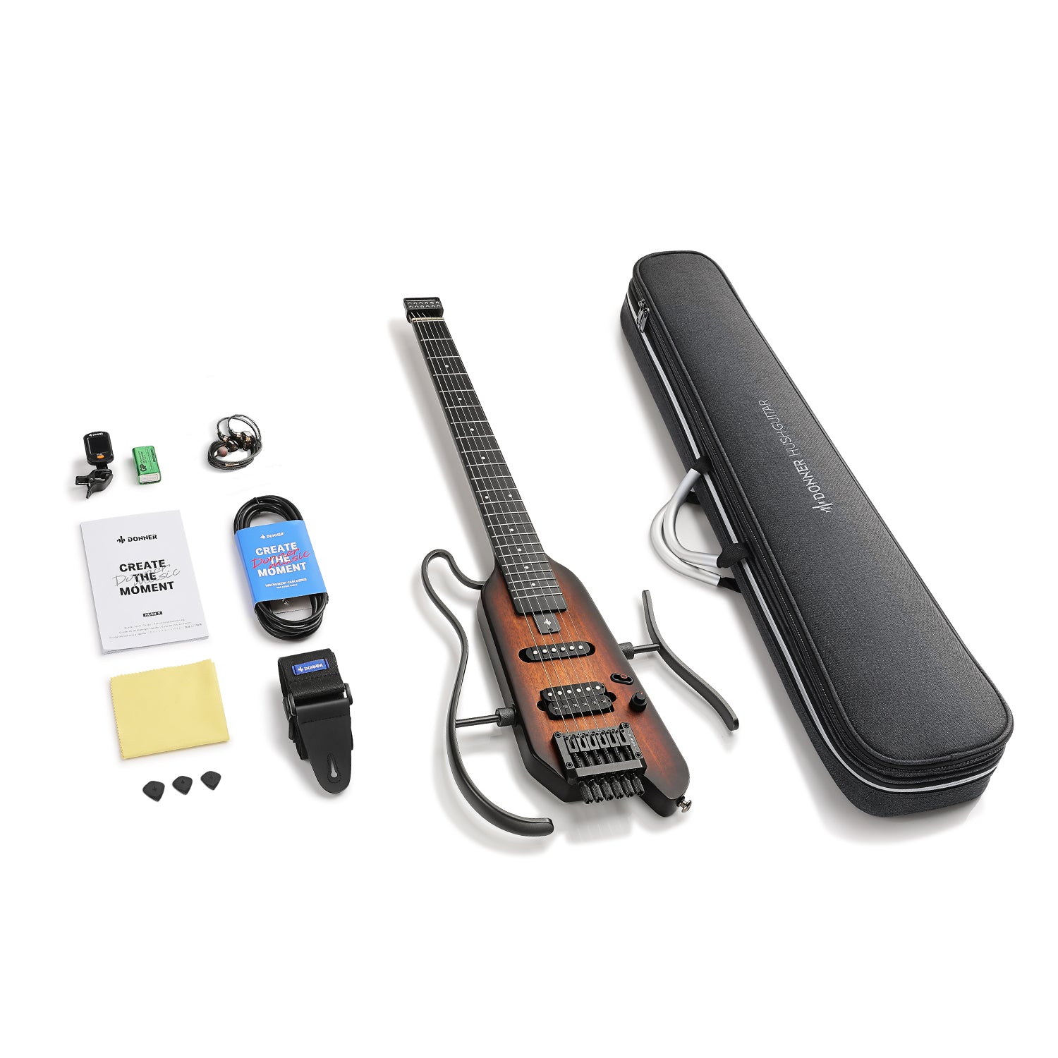 Donner HUSH™ X Kopflose Bauweise E‑Gitarre-Sunburst【Offene Kiste】##