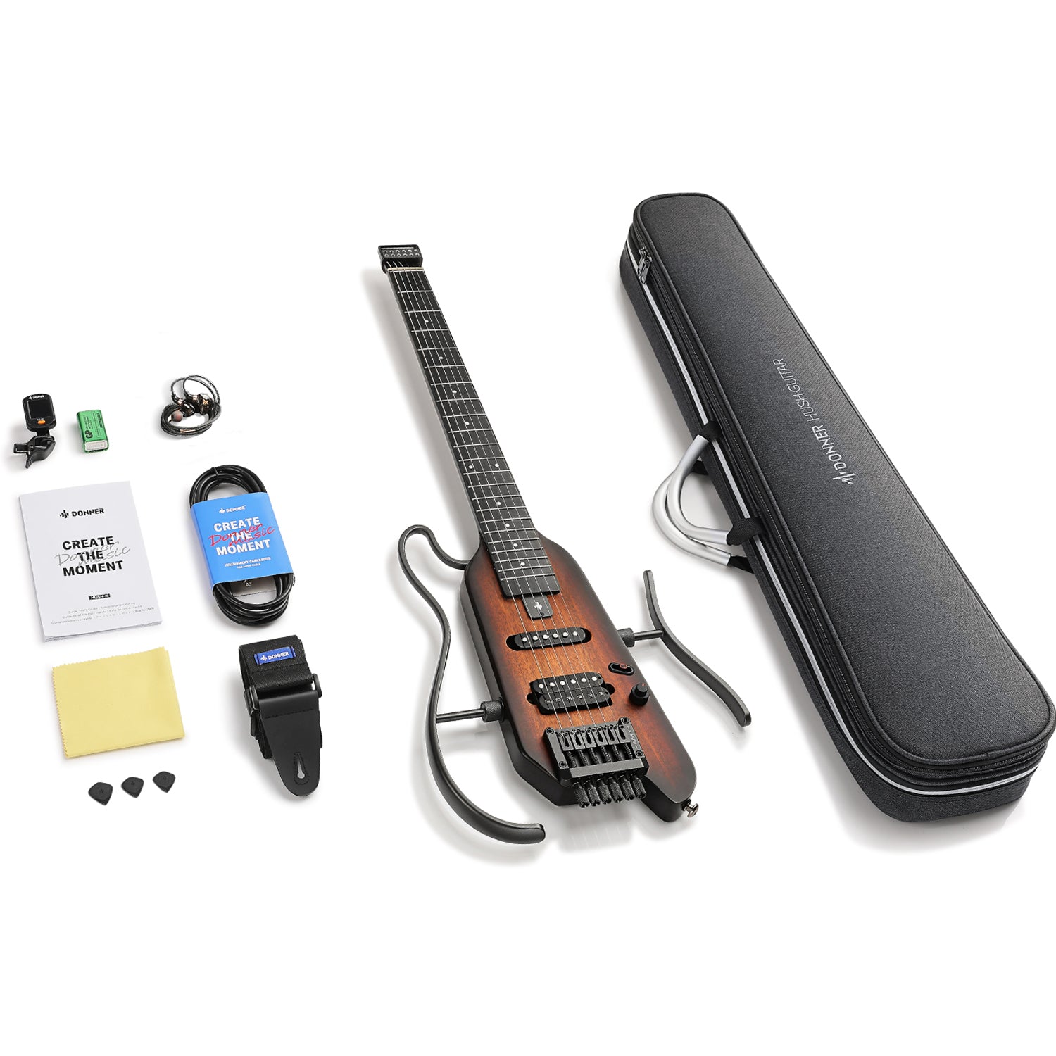 Donner HUSH™ X Kopflose Bauweise E‑Gitarre-Sunburst##