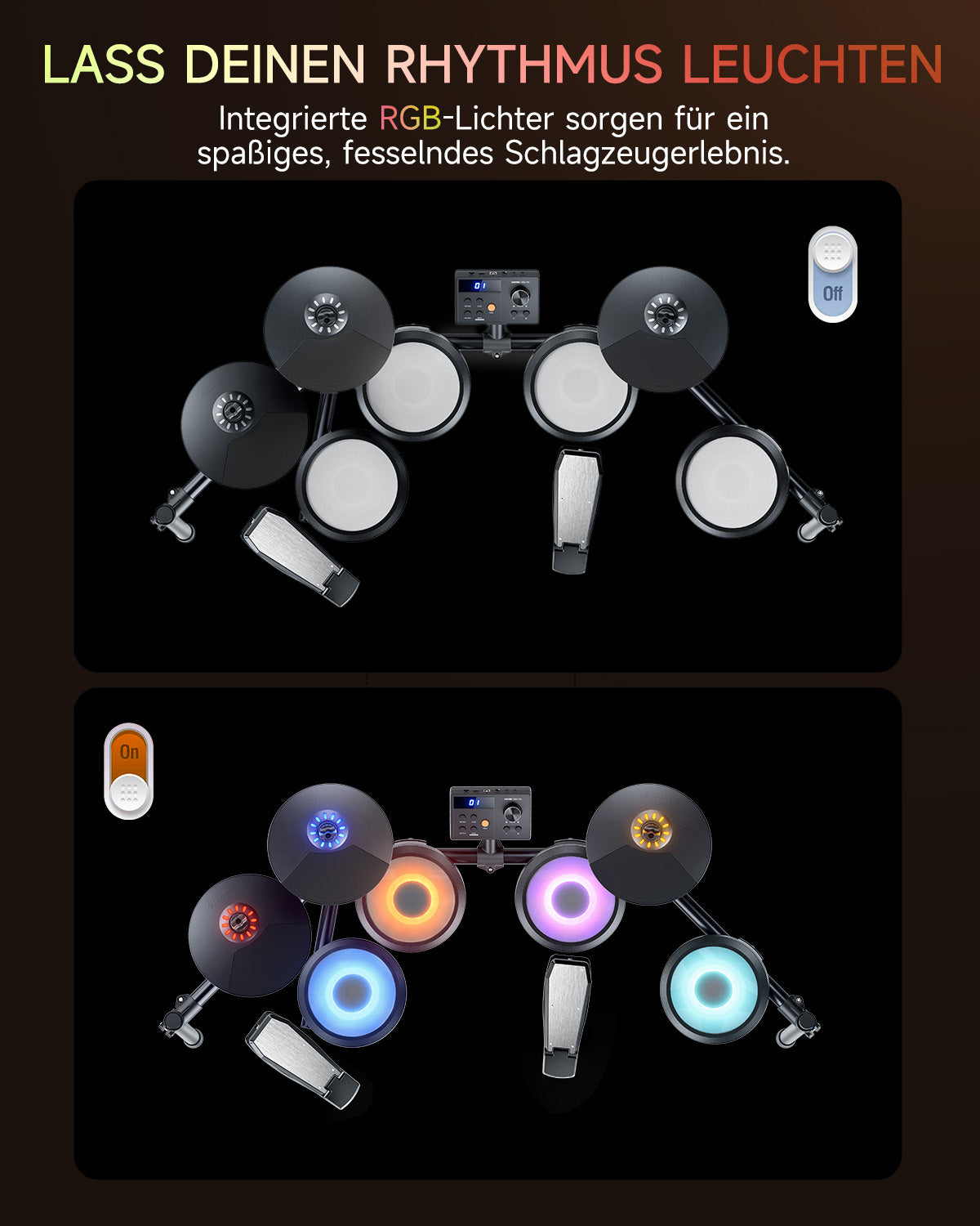 Donner DED-70L Elektronisches Schlagzeug mit LED-Licht