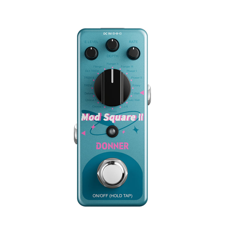 Donner Modulation Pedal - Mod Square Ⅱ 16 Effects Chorus Phaser Tremolo Flanger Rotary Vibrato 16 Modulation Modes, True Bypass