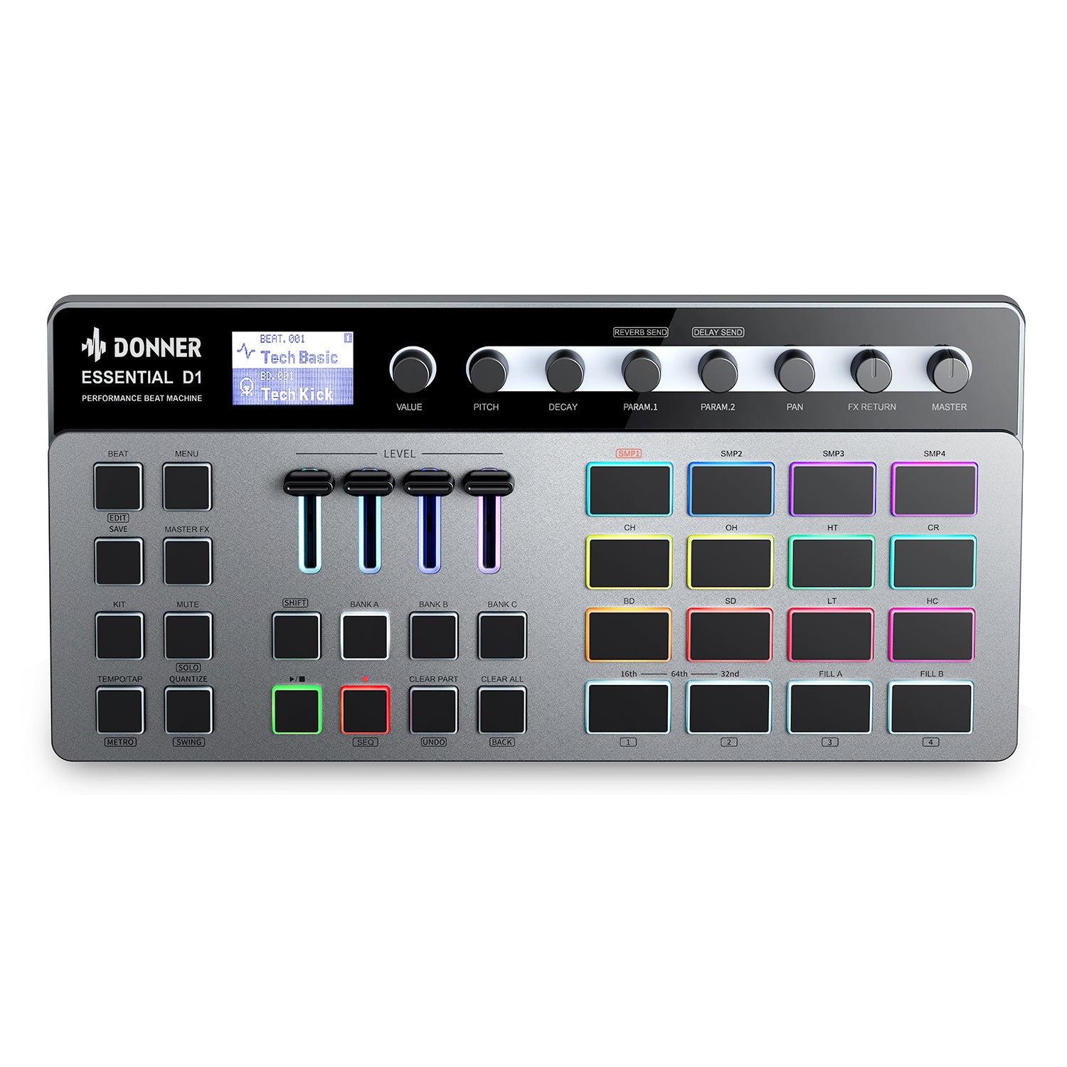 Donner Essential D1 Beat Machine Drumcomputer Tragbare elektronische Drum Maschine mit Effekten