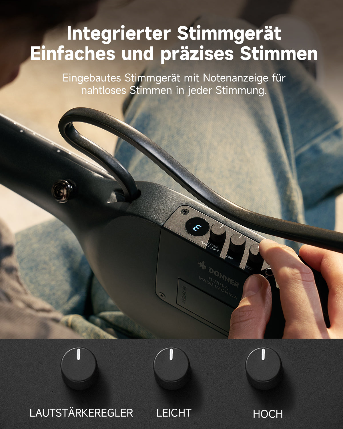 Donner HUSH™ C Nylonsaiten-Konzert Reise gitarre-Schwarz##