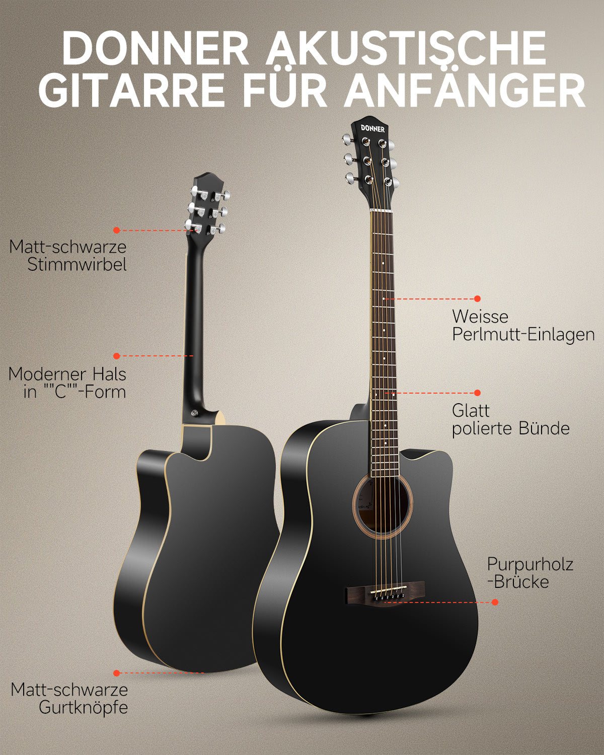 Donner DAG-1CB Lernfreundlich E-Gitarre