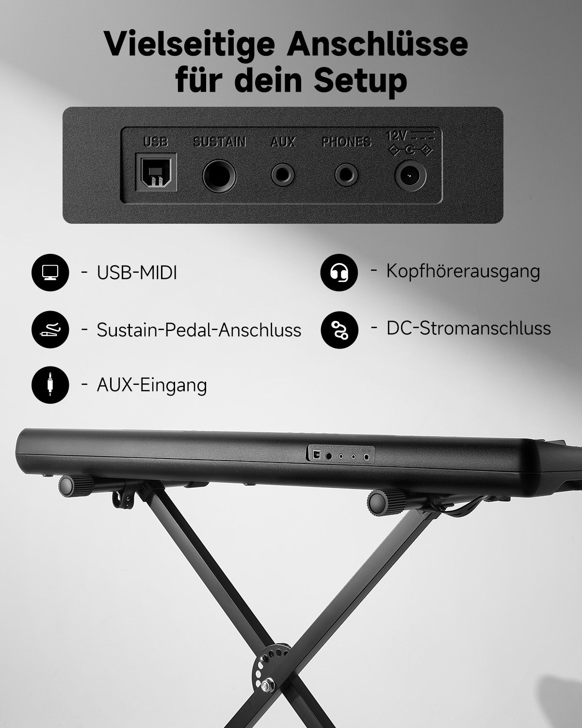 Donner DEK-60 Elektronisches Keyboard mit 61 Tasten