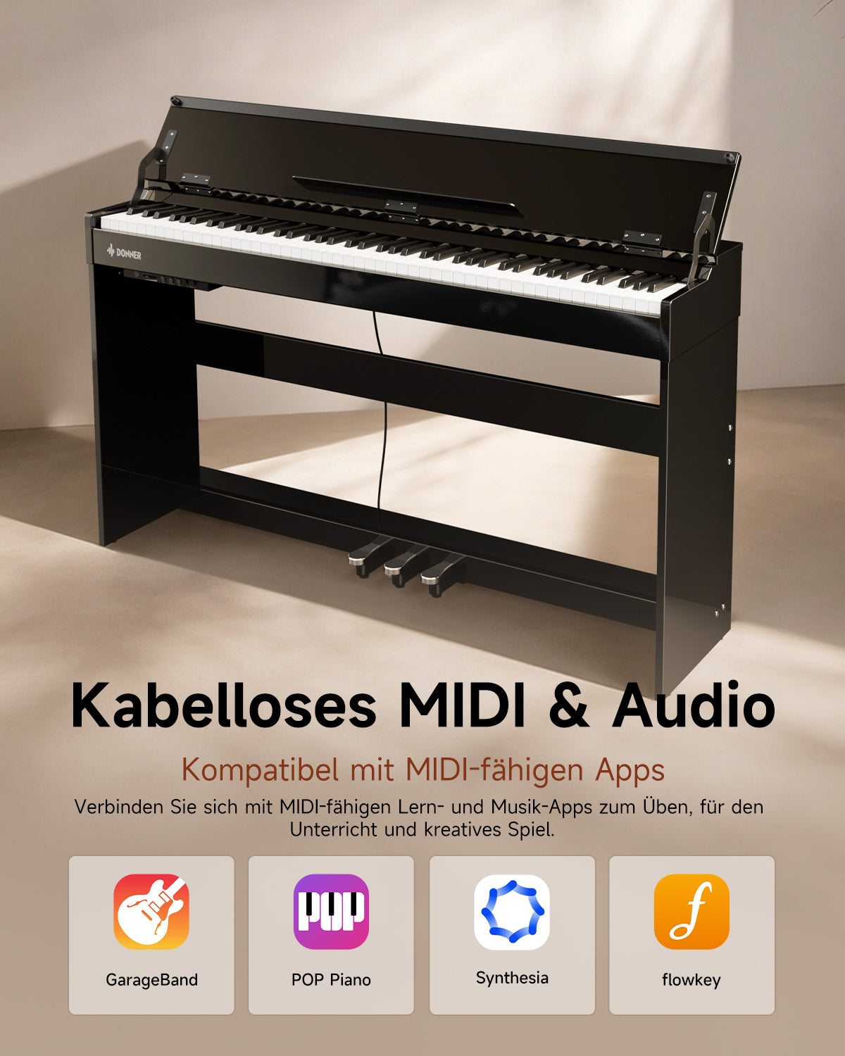 Donner DDP-75 Modernes Digitalpiano in Hochglanz