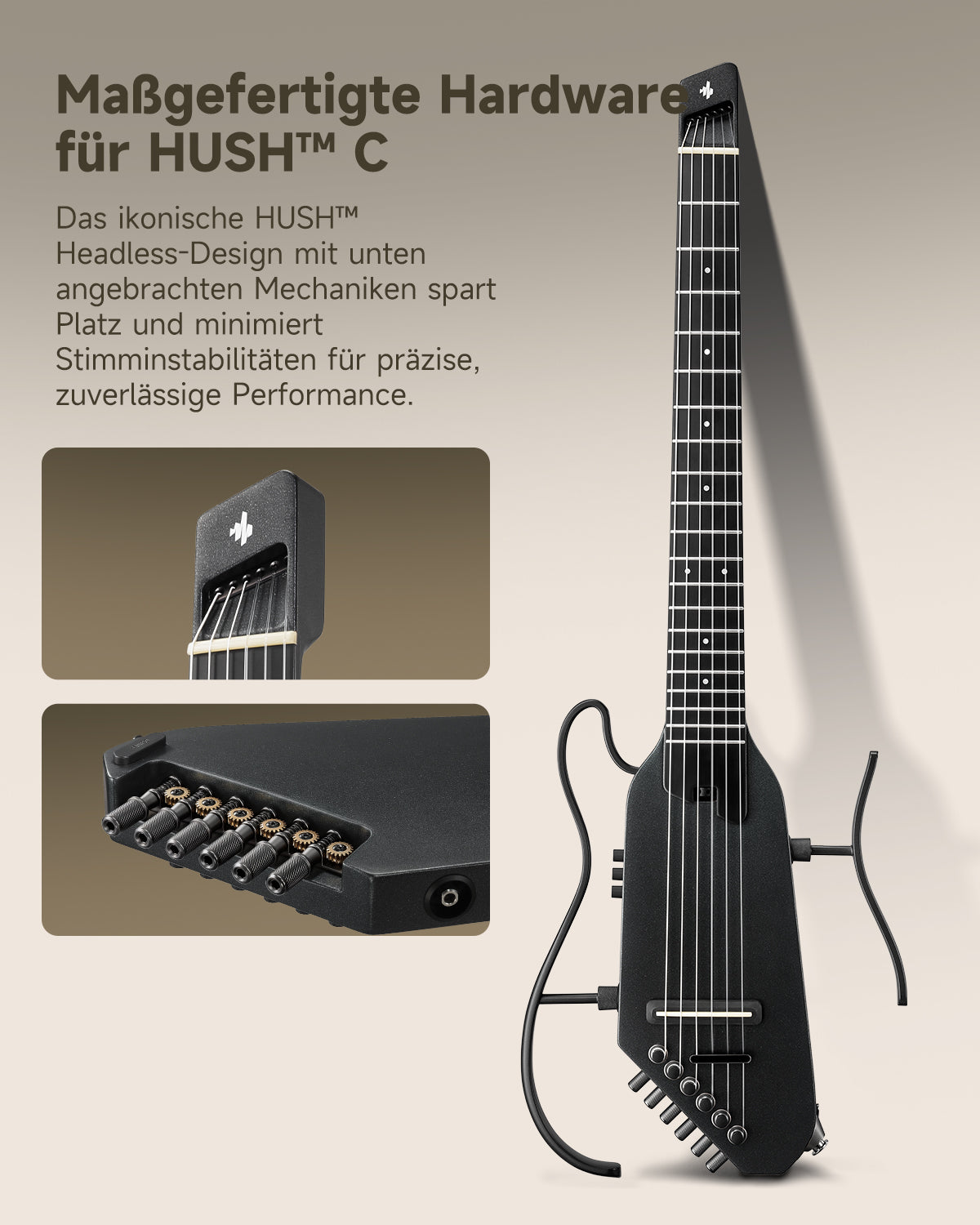 Donner HUSH™ C Nylonsaiten-Konzert Reise gitarre-Schwarz##