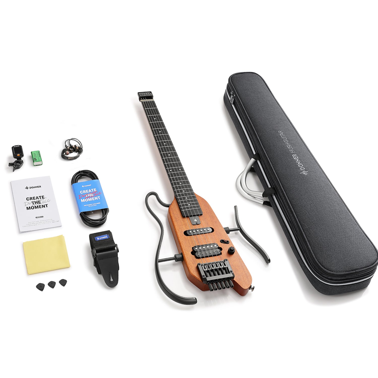Donner HUSH™ X Kopflose Bauweise E‑Gitarre-Natürlich##