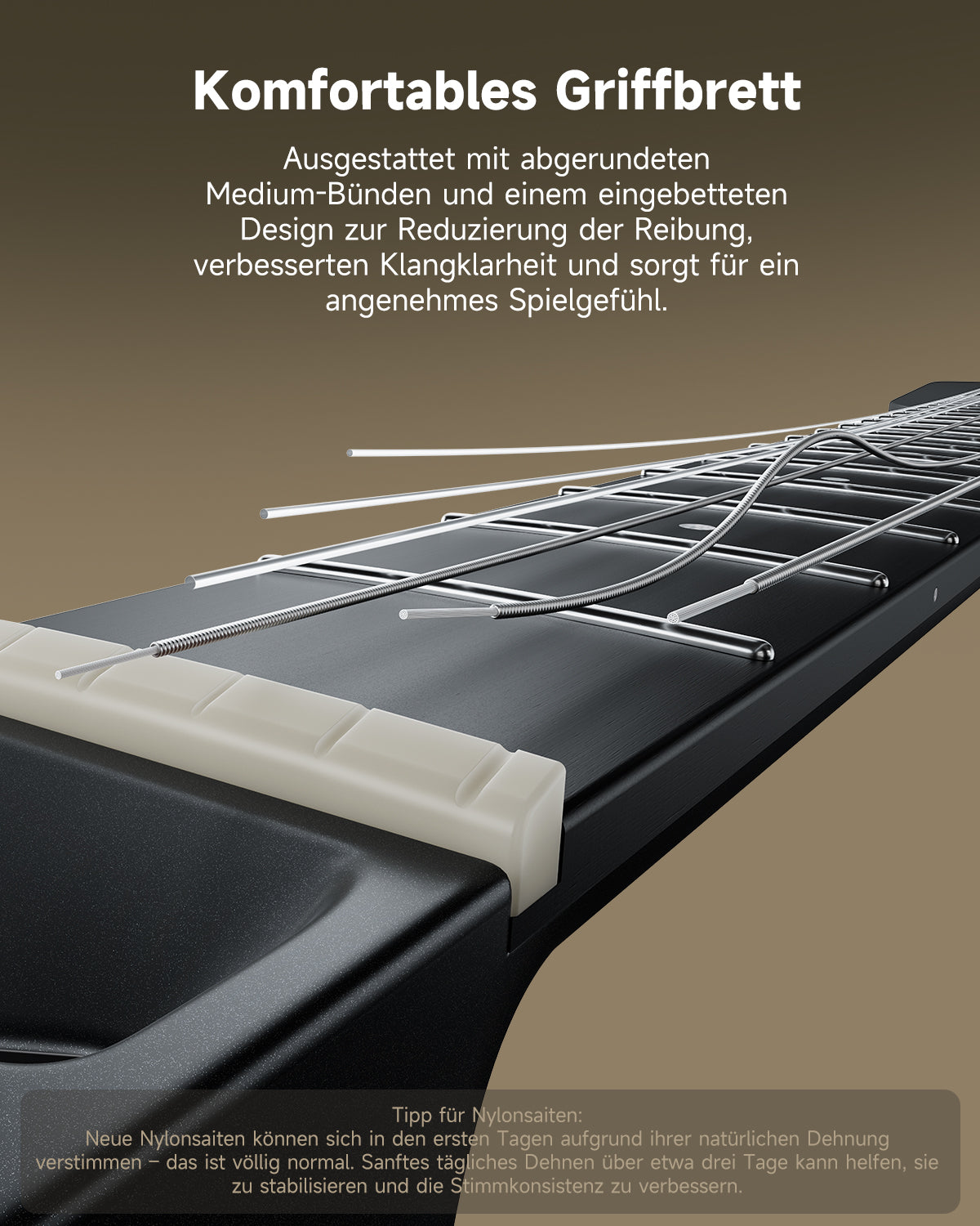 Donner HUSH™ C Nylonsaiten-Konzert Reise gitarre-Schwarz##