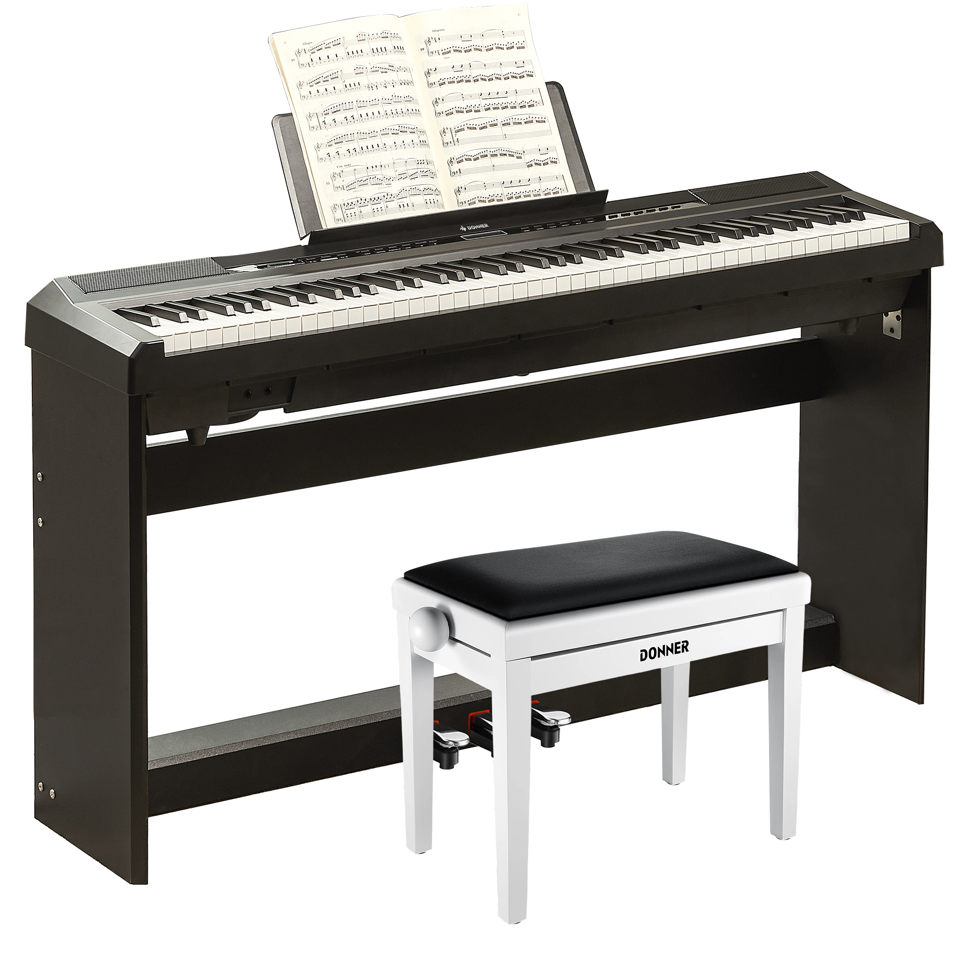 Donner DEP-20 Digital Piano mit Hammermechanik-Schwarz##