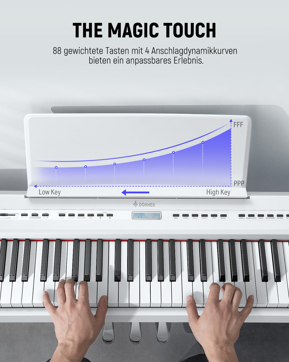 Donner DEP-20 Digital Piano mit Hammermechanik-Weiß##