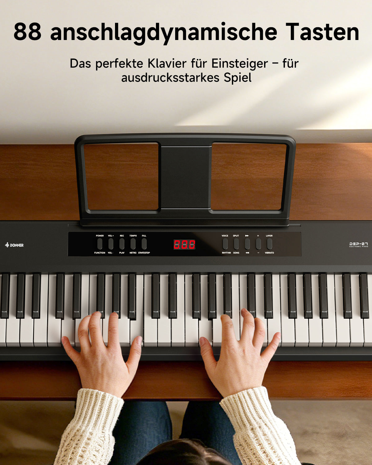 Donner DEP-07 Tragbares Digitalpiano mit 88 halbgewichteten Tasten