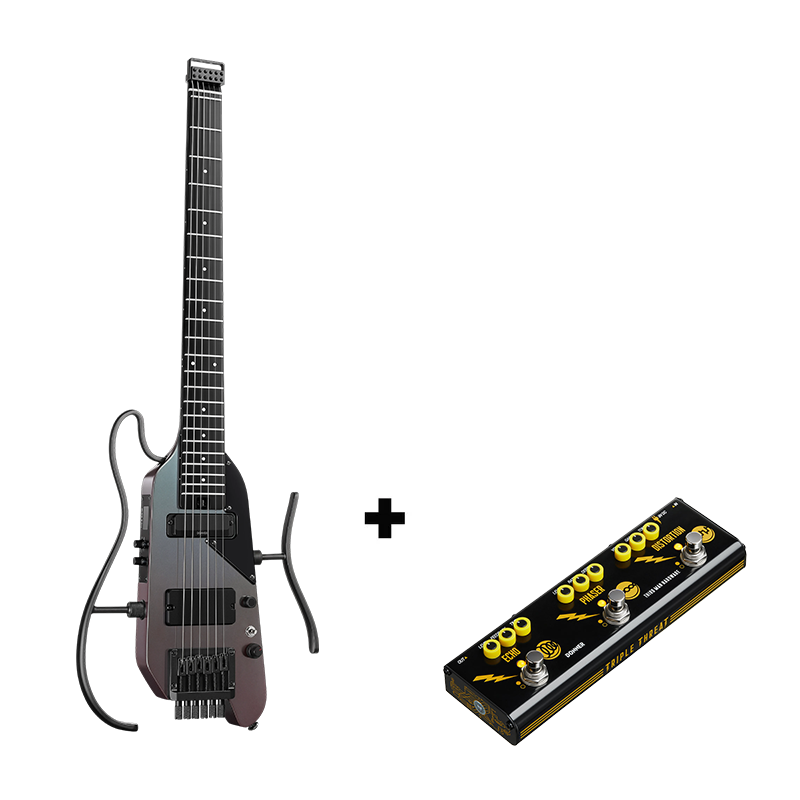 Donner HUSH™ X PRO Multi-Effekt-E-Gitarre-Schwarz-Aurora##