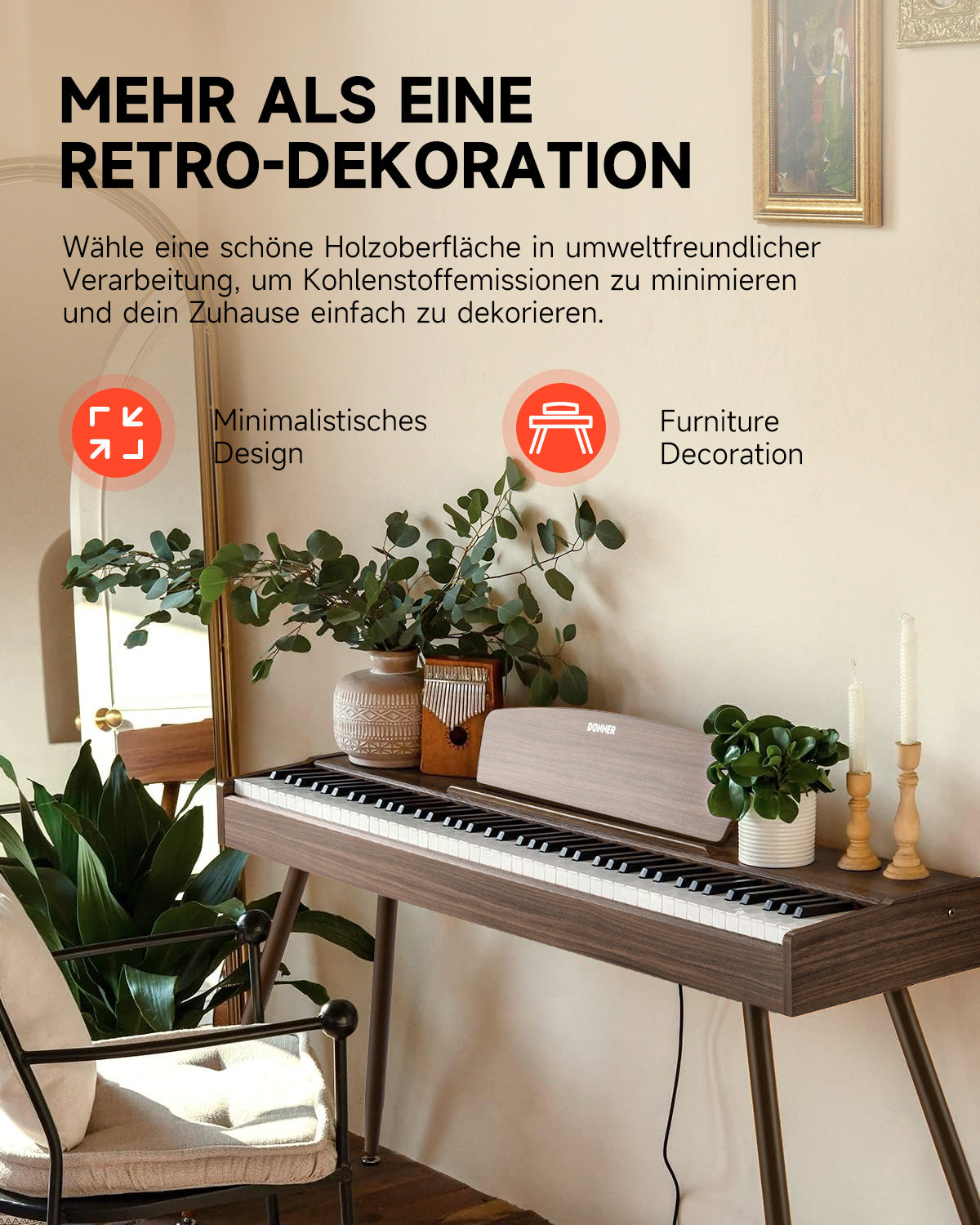 Donner DDP-80 Digital piano im Holzdesign-Walnut##