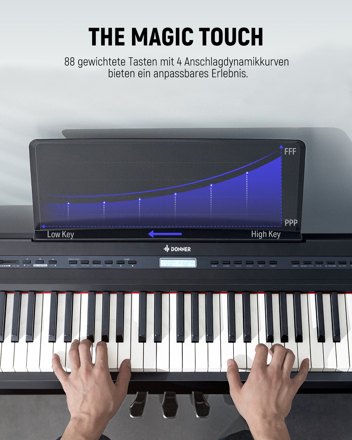 Donner DEP-20 Digital Piano mit Hammermechanik-Schwarz##