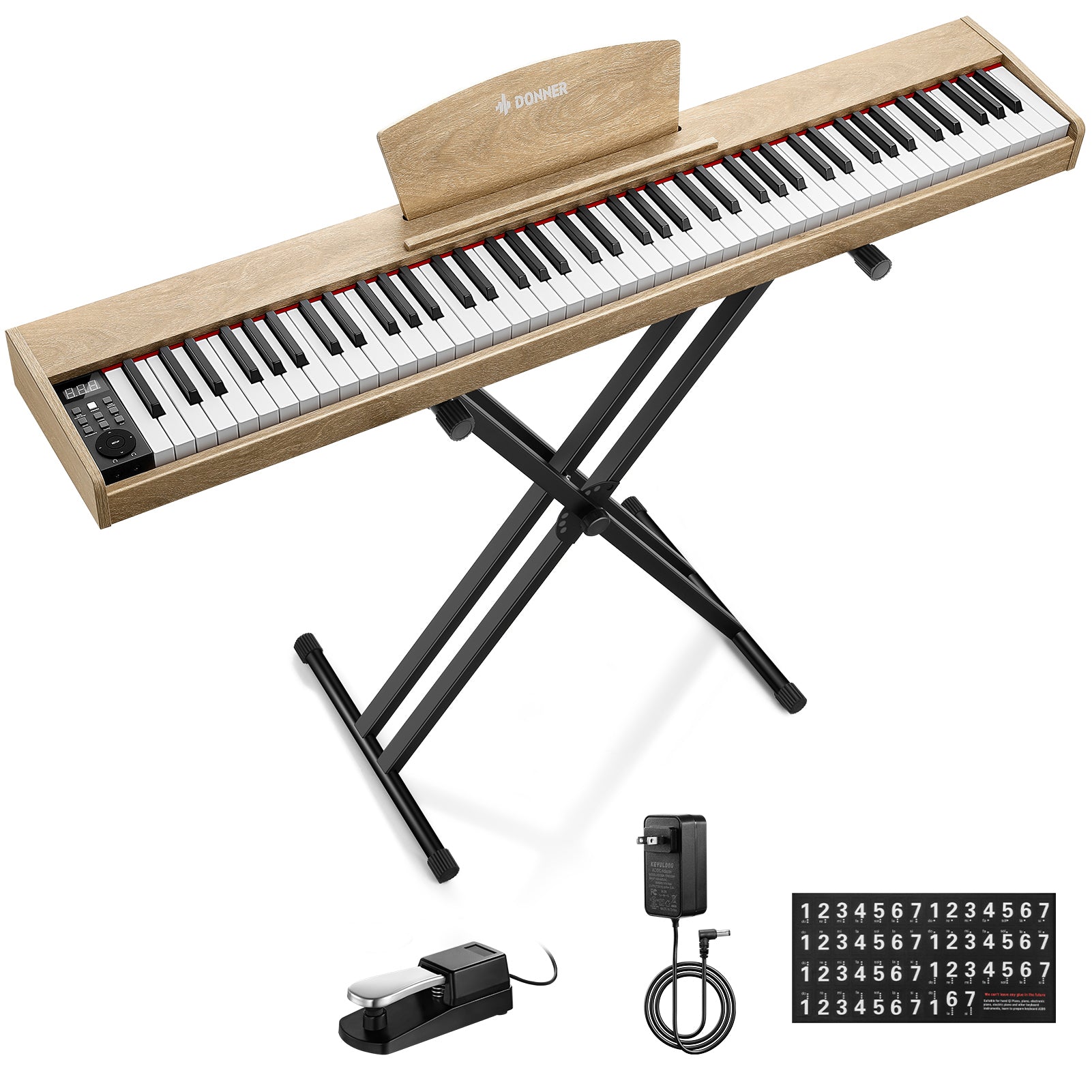 Donner DEP-1S Tastatur im Holzstil Digitalpiano-helle Holzfarbe##